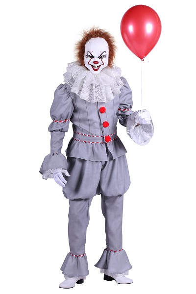 Halloween clown grijs - Willaert, verkleedkledij, carnavalkledij, carnavaloutfit, feestkledij, halloween, happy halloween, creepy, zombie, bloed, graf, clown, IT